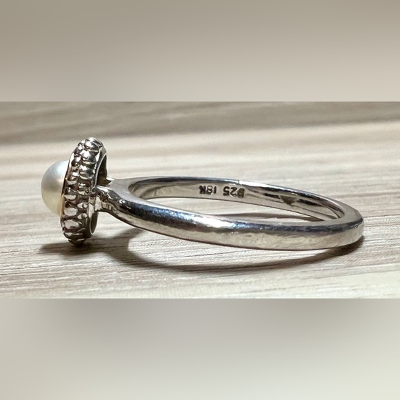 Designer Signed Phillip Gavriel Sterling Silver & 18K Gold Popcorn Pearl Ring - Picture 3 of 11